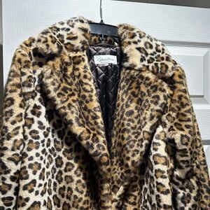 Calvin Klein Leopard Print Faux Fur Coat Mob wife